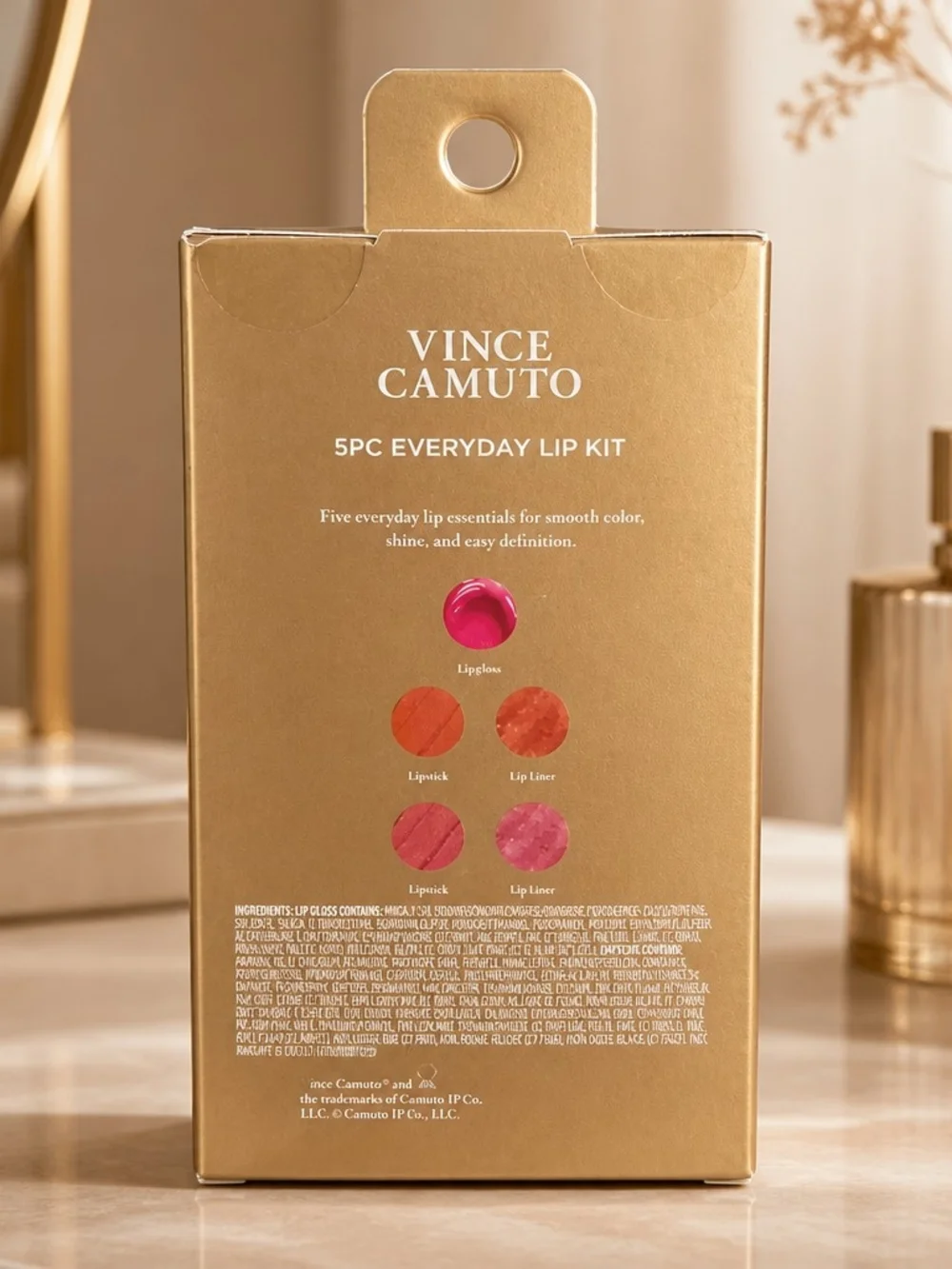 Vince Camuto 5 Pc Everyday Lip Kit Gift Set New